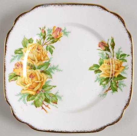 Tea Rose Yellow Square Dessert Plate
