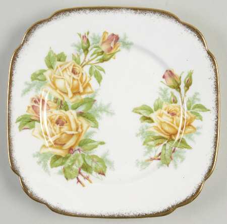 Tea Rose Yellow Square Bread & Butter Plate