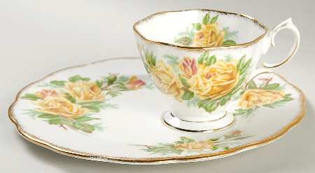 Tea Rose Yellow Snack Plate & Cup Set