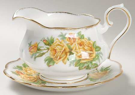 Tea Rose Yellow Round Gravy Boat & Underplate