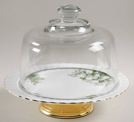 Trillium 6 1/2"-7 1/2" Footed Cheese Plate w/ Glass Dome HC