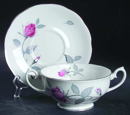 Trent Rose Footed Cream Soup Bowl & Saucer Set