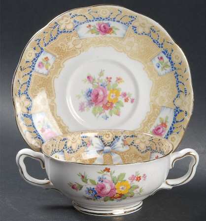 Valentine Footed Cream Soup Bowl & Saucer Set