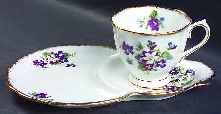 Violets For Love Dessert Plate & Cup Set
