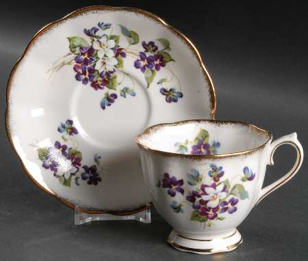 Violets For Love Footed Cup & Saucer Set
