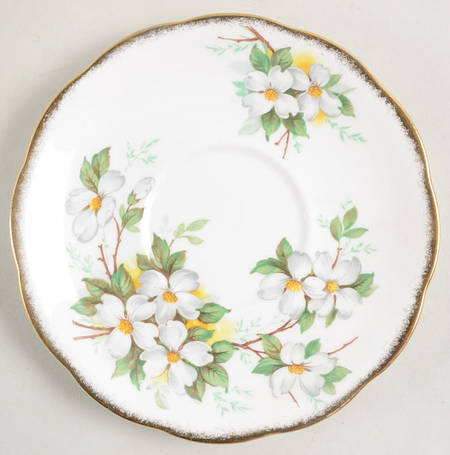 White Dogwood (Brushed Gold Grim Saucer for Cream Soup Bowl