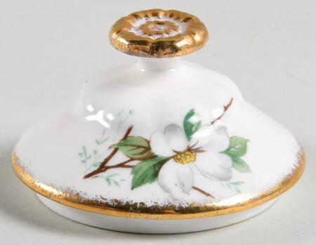White Dogwood (Brushed Gold Grim Lid for Sugar Bowl