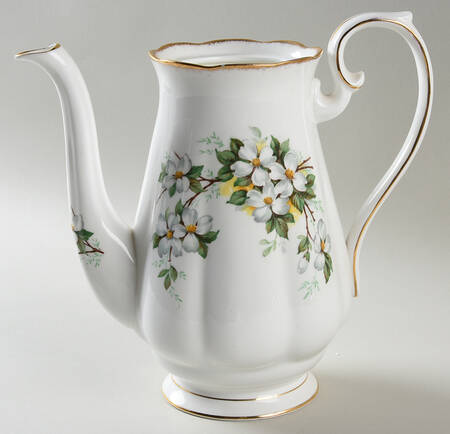 White Dogwood (Brushed Gold Grim Coffee Pot No Lid