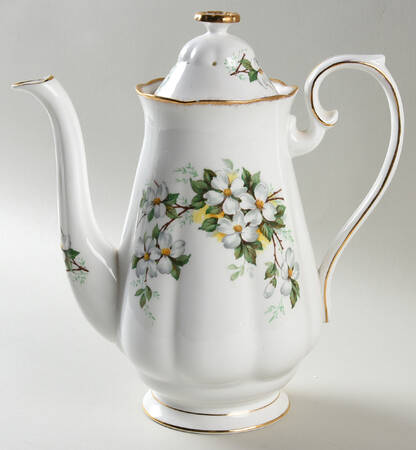 White Dogwood (Brushed Gold Grim Coffee Pot & Lid