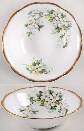 White Dogwood (Brushed Gold Grim Coupe Cereal Bowl