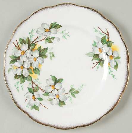 White Dogwood (Brushed Gold Grim Bread & Butter Plate