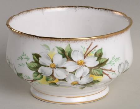 White Dogwood (Brushed Gold Grim Open Sugar Bowl