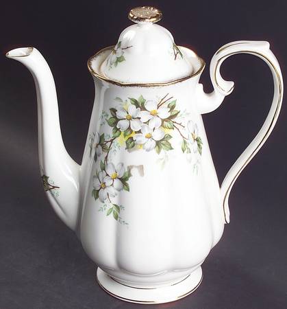 White Dogwood (Brushed Gold Grim Coffee Pot & Lid