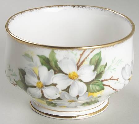 White Dogwood (Brushed Gold Grim Mini Open Sugar Bowl