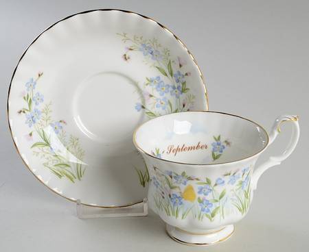 Wild Flower of The Month Footed Cup & Saucer Set