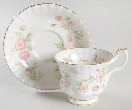 Wild Flower of The Month Footed Cup & Saucer Set