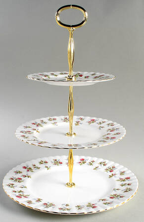 Winsome (White Background) 13 7/8"-14 1/4" 3-Tiered Serving Tray(DP,SP,BB) HC