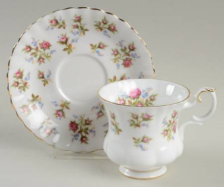 Winsome (White Background) Footed Demitasse Cup & Saucer Set