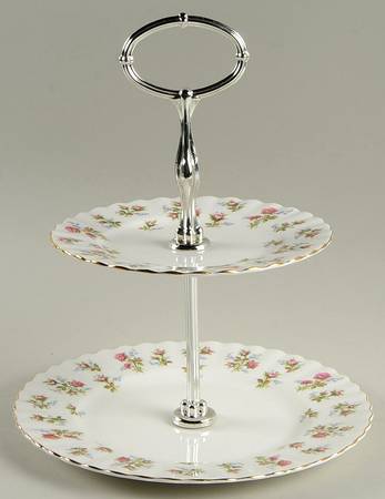 Winsome (White Background) 2-Tiered Serving Tray (Salad & Bread/Butter Plate)