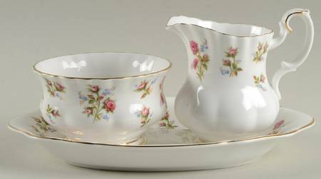 Winsome (White Background) Mini Creamer & Open Sugar with Tray