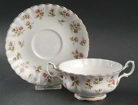 Winsome (White Background) Footed Cream Soup Bowl & Saucer Set