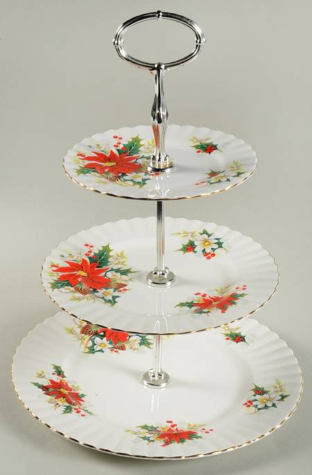 Yuletide (Fluted and Ribbed) 3-Tiered Serving Tray (DP, SP, BB)