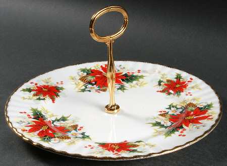 Yuletide (Fluted and Ribbed) Round Serving Plate with Handle (DP)