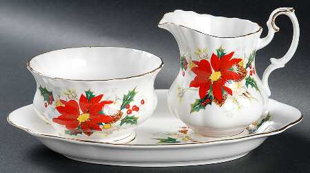 Yuletide (Fluted and Ribbed) Mini Creamer & Open Sugar with Tray