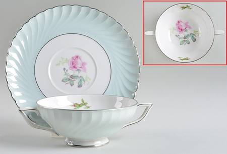 Eventide Footed Cream Soup Bowl & Saucer Set