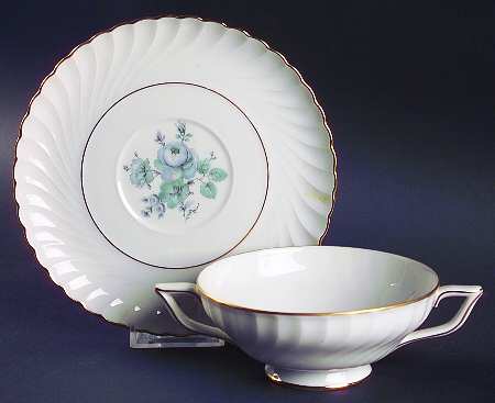 First Love Footed Cream Soup Bowl & Saucer Set