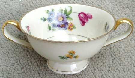 Garden Flowers Footed Cream Soup Bowl