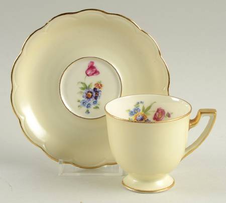 Garden Flowers Footed Demitasse Cup & Saucer Set