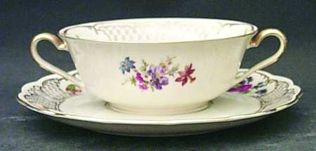 Marie Antoinette Flat Cream Soup Bowl & Saucer Set