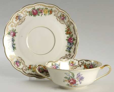 Nurenberg Footed Cream Soup Bowl & Saucer Set