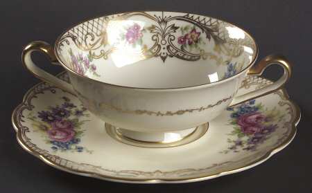 The Rosalie Footed Cream Soup Bowl & Saucer Set