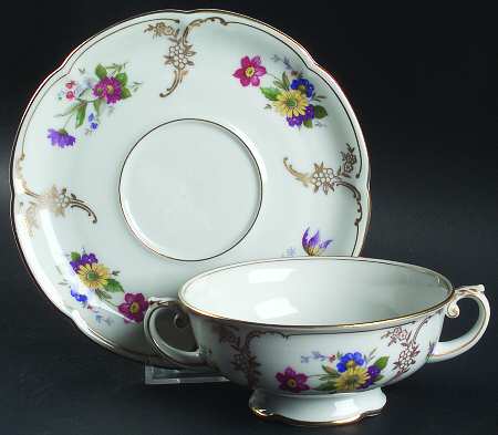 Savannah Footed Cream Soup Bowl & Saucer Set