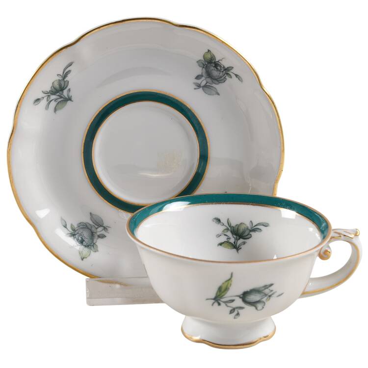Teal Tulip Footed Demitasse Cup & Saucer Set