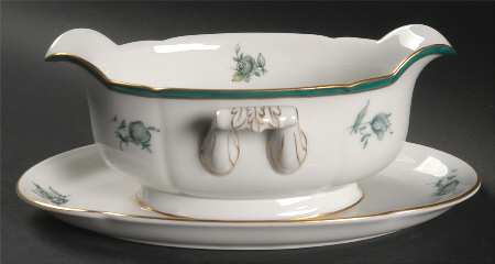 Teal Tulip Gravy Boat with Attached Underplate