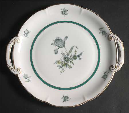 Teal Tulip Handled Cake Plate