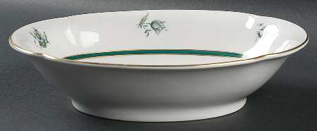 Teal Tulip 9" Oval Vegetable Bowl