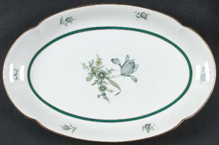 Teal Tulip 13" Oval Serving Platter