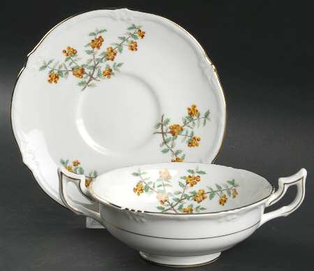 Barberry Footed Cream Soup Bowl & Saucer Set