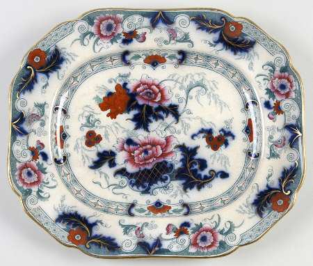 Bentick Blue (Gold Trim) 10" Oval Serving Platter