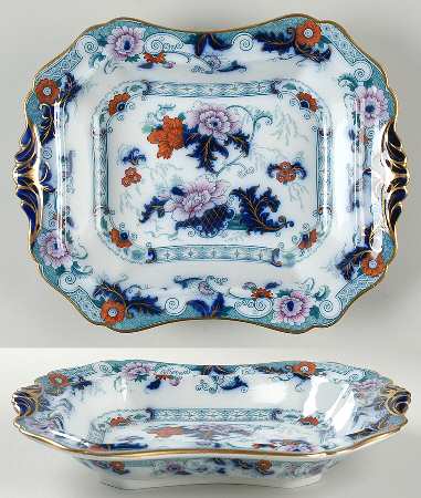 Bentick Blue (Gold Trim) 11" Rectangular Vegetable Bowl
