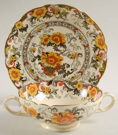 Bentick (Black) Cream Soup Bowl & Saucer Set