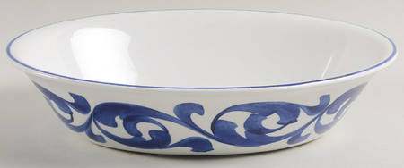 Blue Scroll 9" Oval Vegetable Bowl