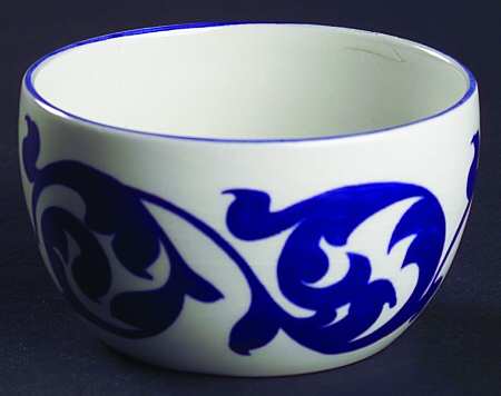 Blue Scroll Open Sugar Bowl