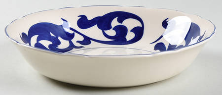 Blue Scroll Coupe Soup Bowl
