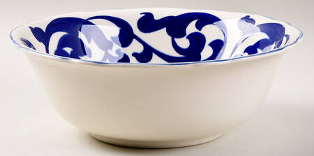 Blue Scroll 9" Round Vegetable Bowl
