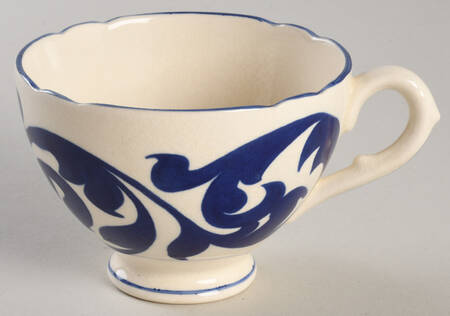 Blue Scroll Footed Cup